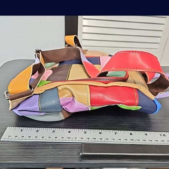 Leather Patchwork Backpack Multi Color - Picture 9 of 11